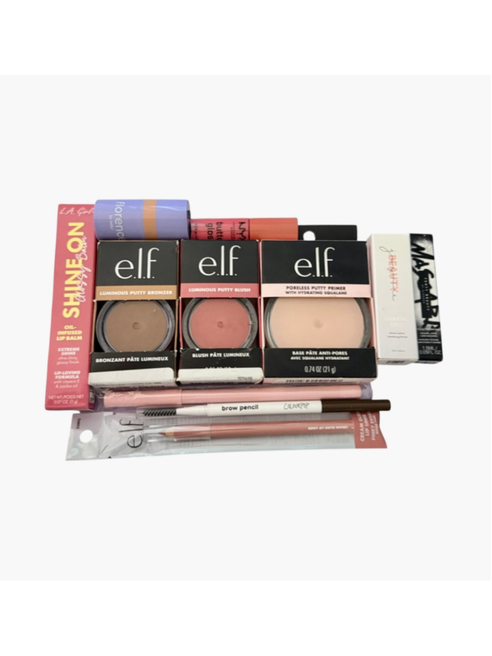 New e.l.f., NYX, ColourPop Bundle, gloss, bronzer, blush, brow pencil